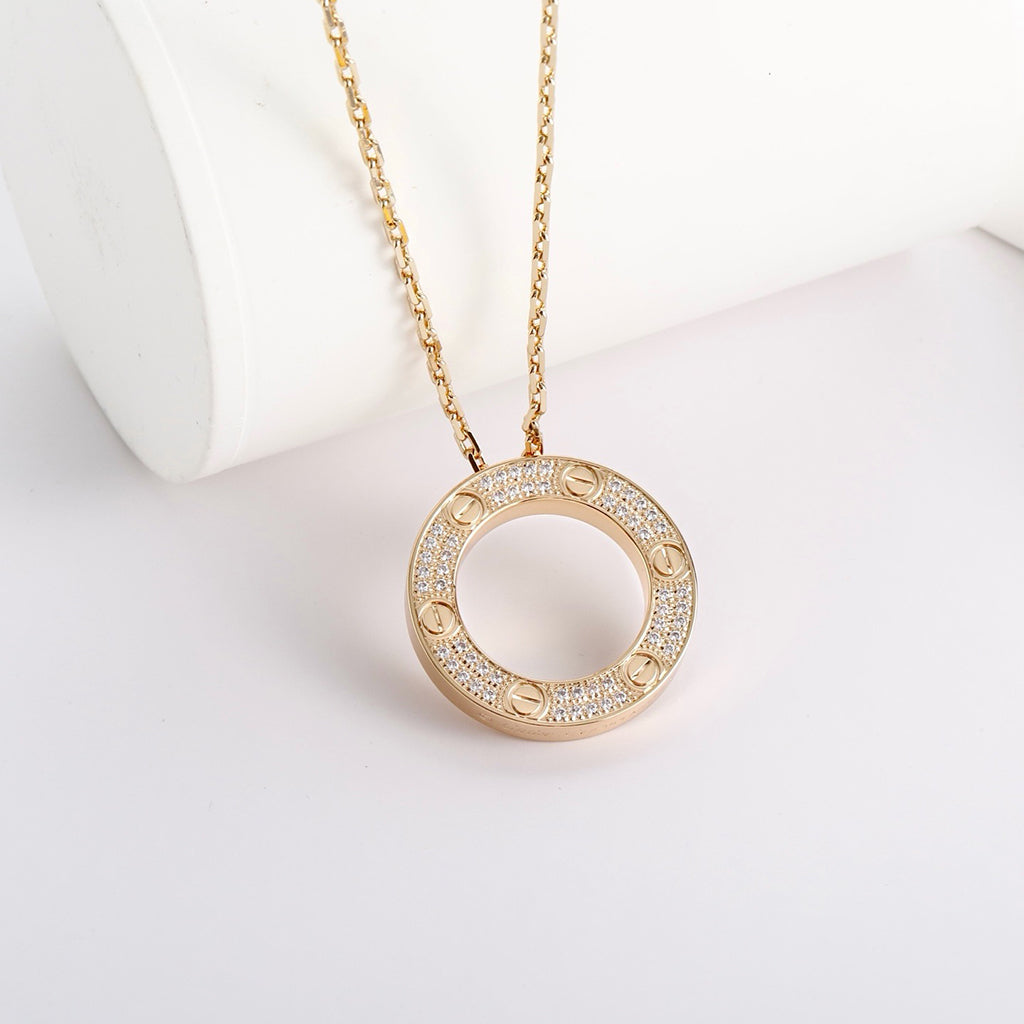 [Rose Tomorrow]LOVE NECKLACE 16MM  FULL DIAMOND