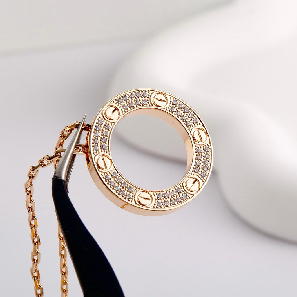 [Rose Tomorrow]LOVE NECKLACE 16MM  FULL DIAMOND