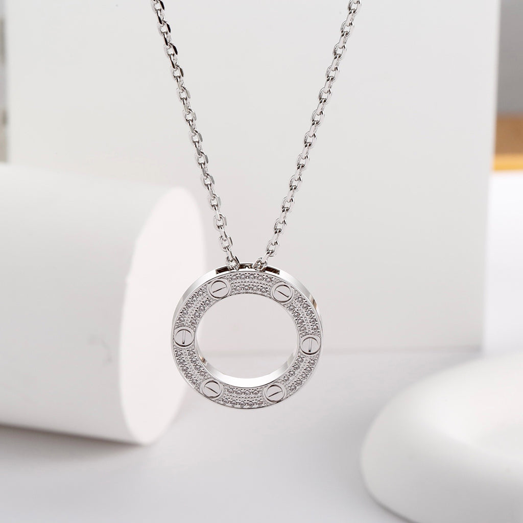 [Rose Tomorrow]LOVE NECKLACE 16MM  FULL DIAMOND