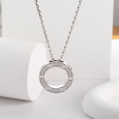 [Rose Tomorrow]LOVE NECKLACE 16MM  FULL DIAMOND