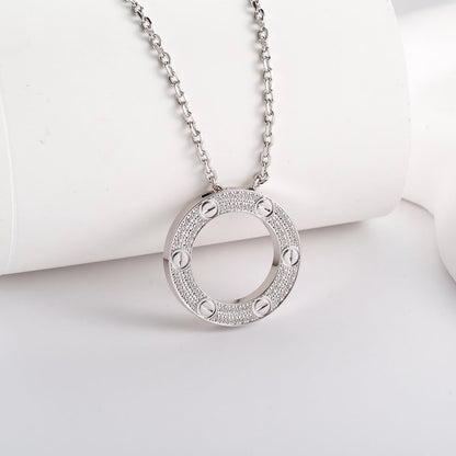 [Rose Tomorrow]LOVE NECKLACE 16MM  FULL DIAMOND