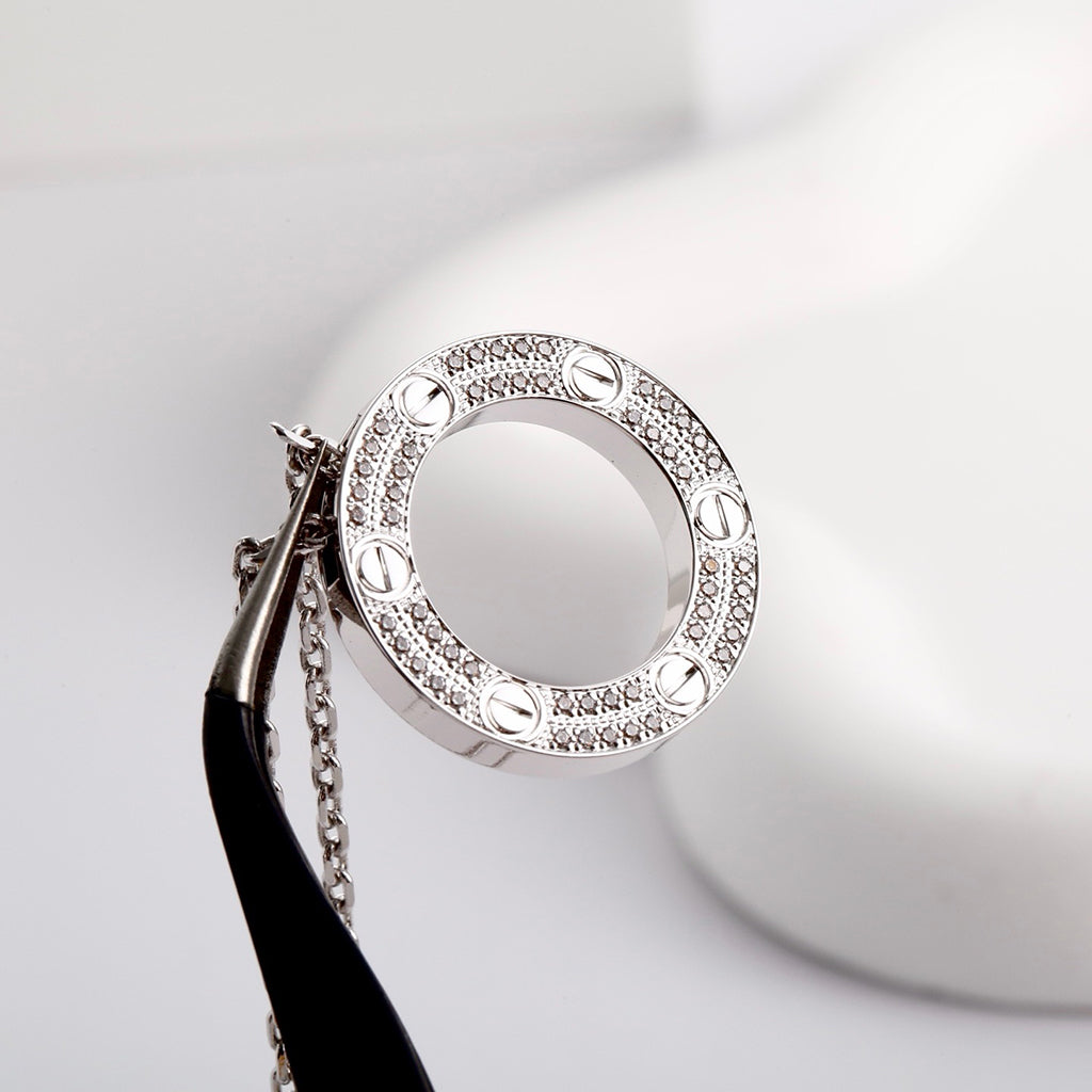 [Rose Tomorrow]LOVE NECKLACE 16MM  FULL DIAMOND