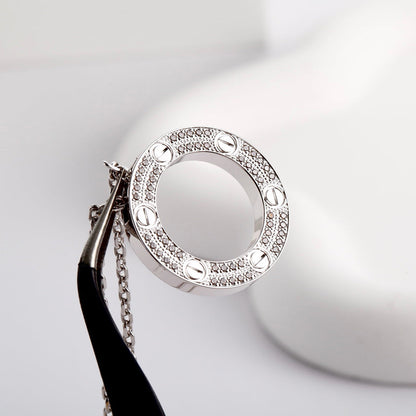 [Rose Tomorrow]LOVE NECKLACE 16MM  FULL DIAMOND
