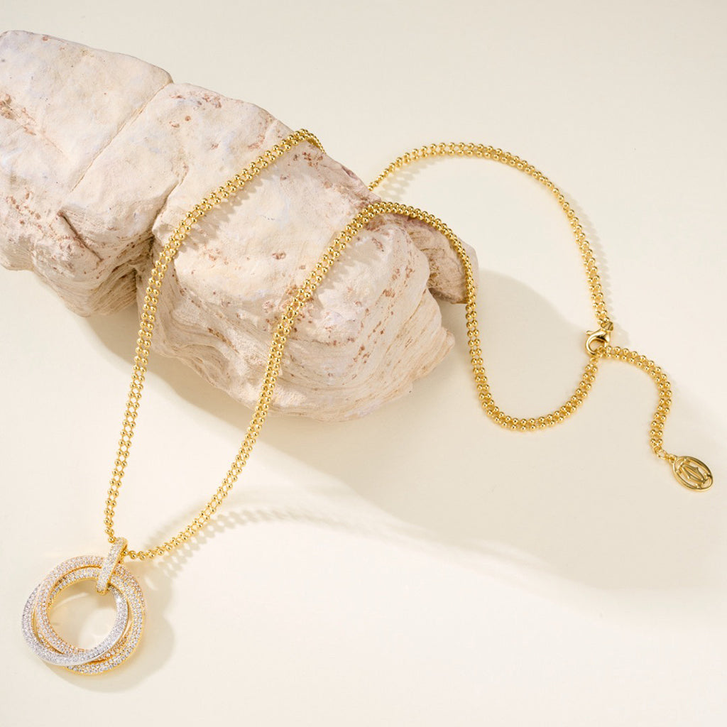 [Rose Tomorrow]TRINITY LARGE FULL DIAMOND  NECKLACE