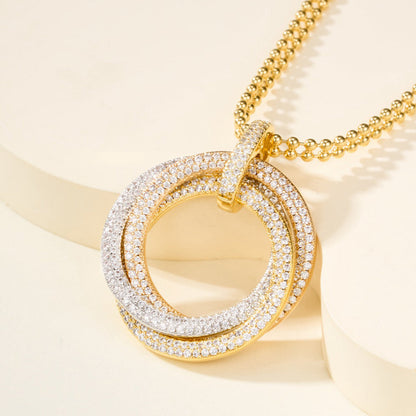 [Rose Tomorrow]TRINITY LARGE FULL DIAMOND  NECKLACE