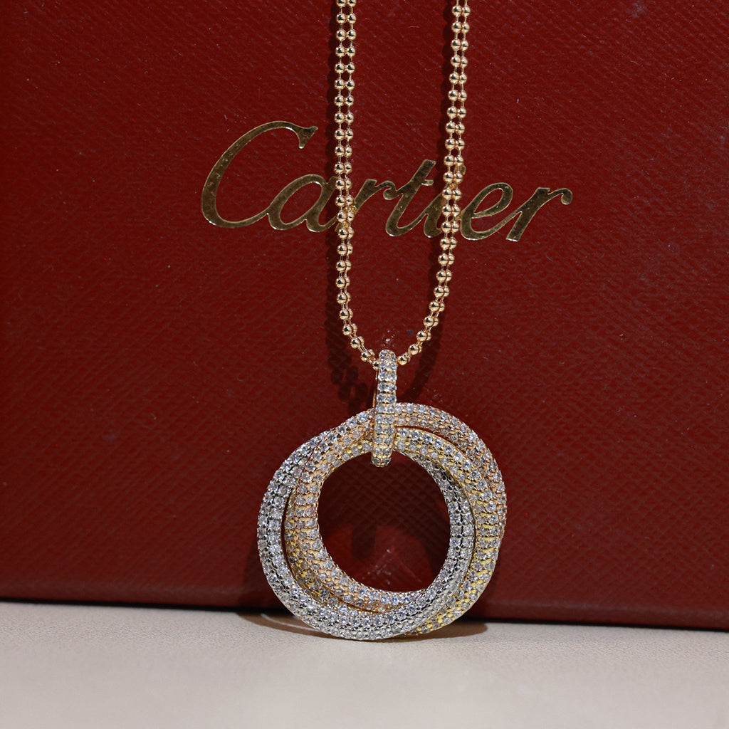 [Rose Tomorrow]TRINITY LARGE FULL DIAMOND  NECKLACE