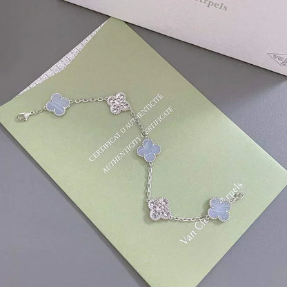 [Rose Tomorrow] CLOVER 5 MOTIF PURPLE CHALCEDONY BRACELET COLLECTION