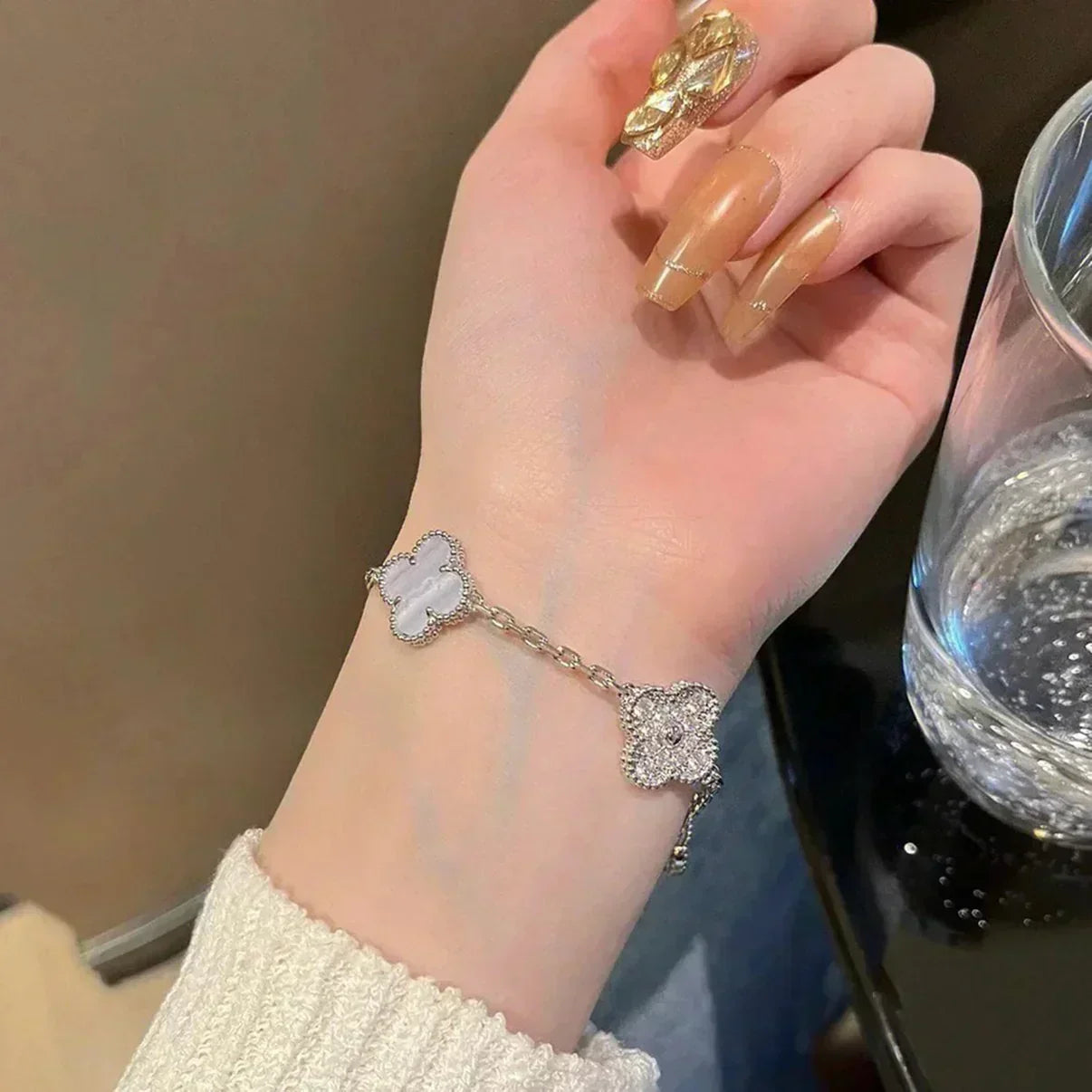 [Rose Tomorrow] CLOVER 5 MOTIF PURPLE CHALCEDONY BRACELET COLLECTION