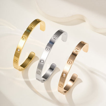 [Rose Tomorrow]LOVE BRACELET 6.1MM 1 DIAMOND OPEN CUFF
