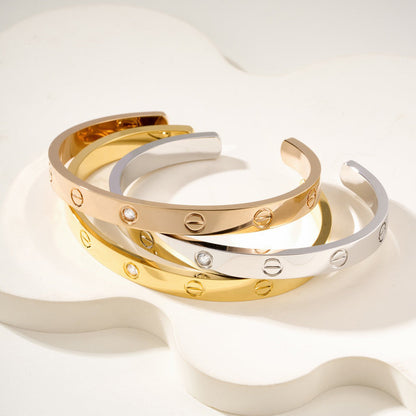 [Rose Tomorrow]LOVE BRACELET 6.1MM 1 DIAMOND OPEN CUFF