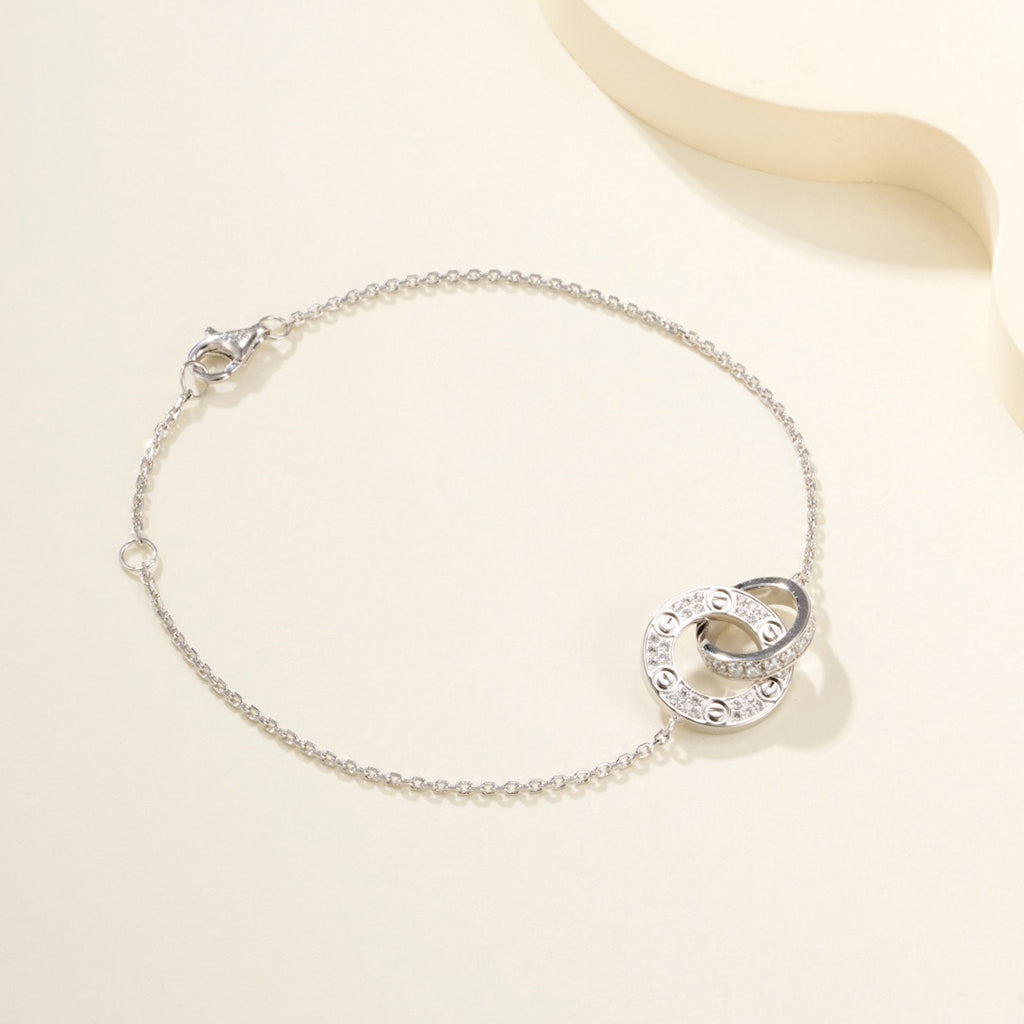 [Rose Tomorrow]LOVE DOUBLE RING FULL DIAMOND BRACELET