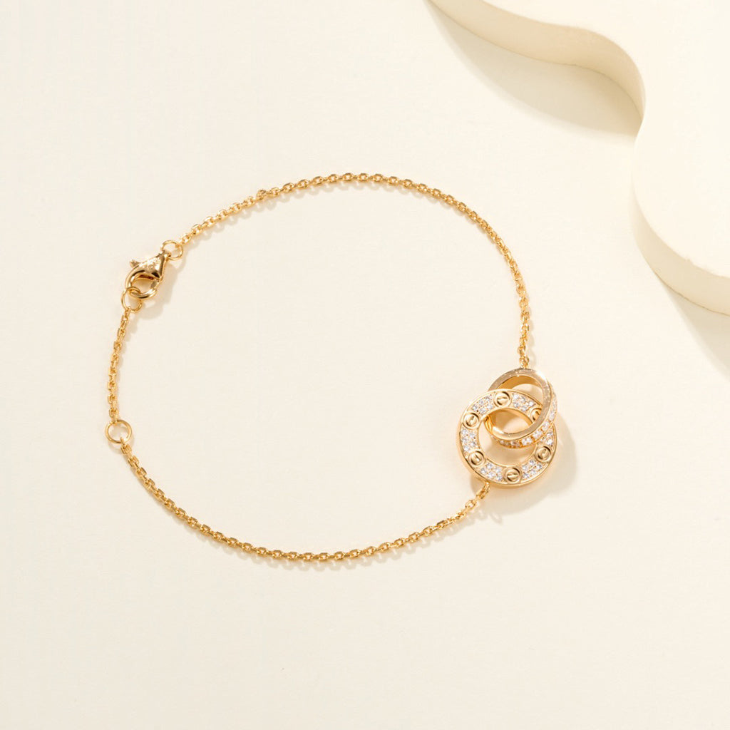 [Rose Tomorrow]LOVE DOUBLE RING FULL DIAMOND BRACELET
