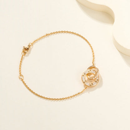 [Rose Tomorrow]LOVE DOUBLE RING FULL DIAMOND BRACELET