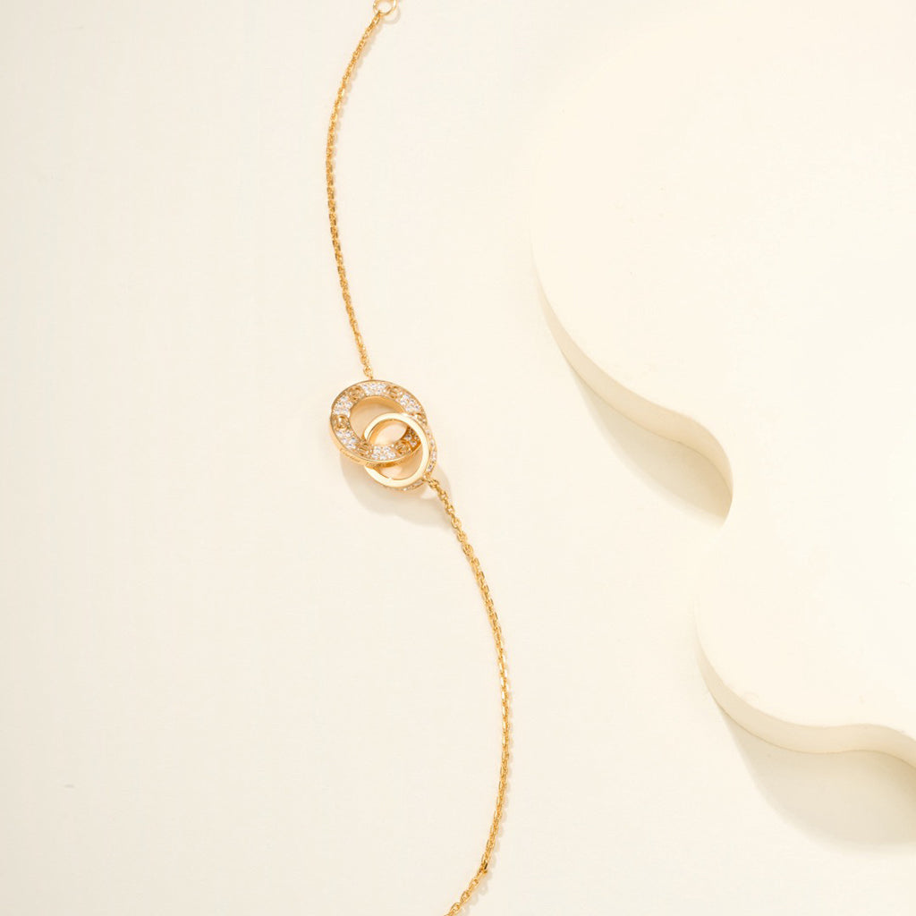 [Rose Tomorrow]LOVE DOUBLE RING FULL DIAMOND BRACELET