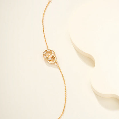 [Rose Tomorrow]LOVE DOUBLE RING FULL DIAMOND BRACELET