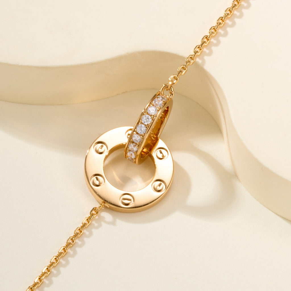 [Rose Tomorrow]LOVE DOUBLE RING FULL DIAMOND BRACELET