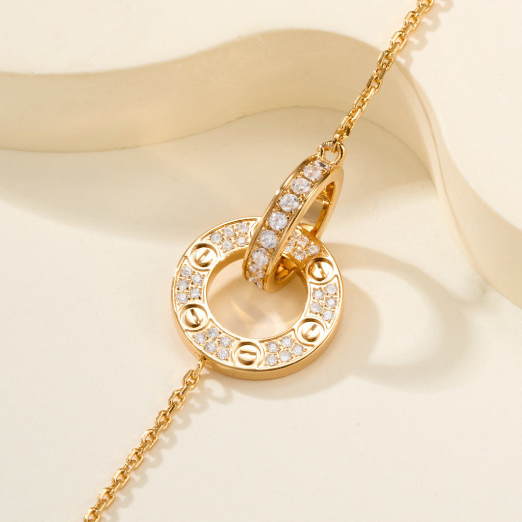 [Rose Tomorrow]LOVE DOUBLE RING FULL DIAMOND BRACELET