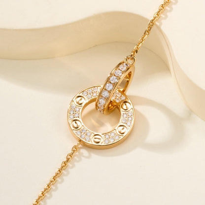 [Rose Tomorrow]LOVE DOUBLE RING FULL DIAMOND BRACELET
