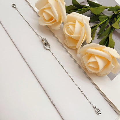 [Rose Tomorrow]LOVE DOUBLE RING HALF DIAMOND BRACELET