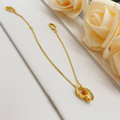 [Rose Tomorrow]LOVE DOUBLE RING HALF DIAMOND BRACELET