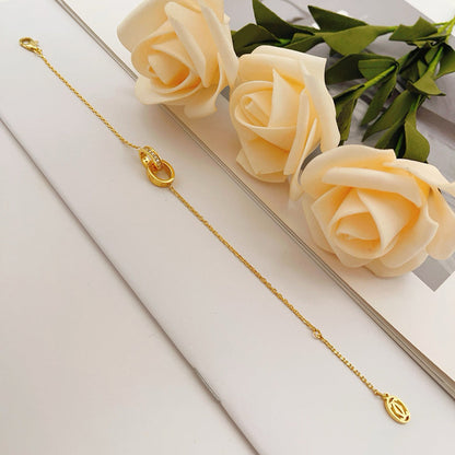 [Rose Tomorrow]LOVE DOUBLE RING HALF DIAMOND BRACELET