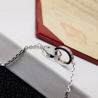 [Rose Tomorrow]LOVE DOUBLE RING HALF DIAMOND BRACELET