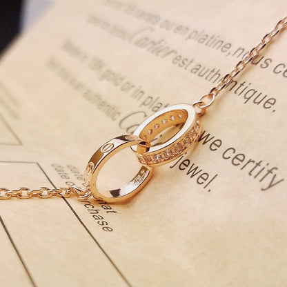 [Rose Tomorrow]LOVE DOUBLE RING HALF DIAMOND BRACELET