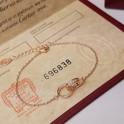 [Rose Tomorrow]LOVE DOUBLE RING HALF DIAMOND BRACELET