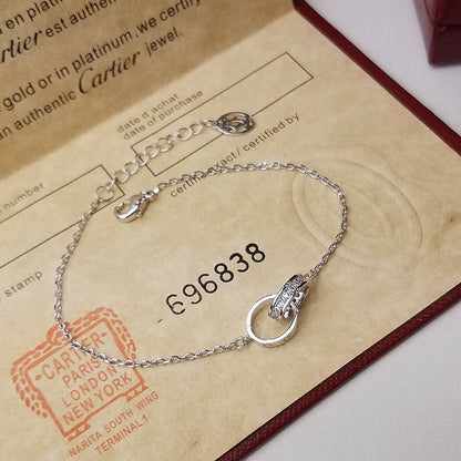 [Rose Tomorrow]LOVE DOUBLE RING HALF DIAMOND BRACELET