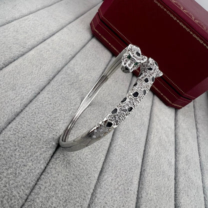 [Rose Tomorrow]PANTHERE DOUBLE HEADED HALF DIAMOND OPEN BRACELET