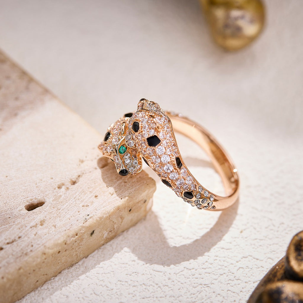 [Rose Tomorrow]PANTHERE DOUBLE HEADED FULL DIAMOND  RING