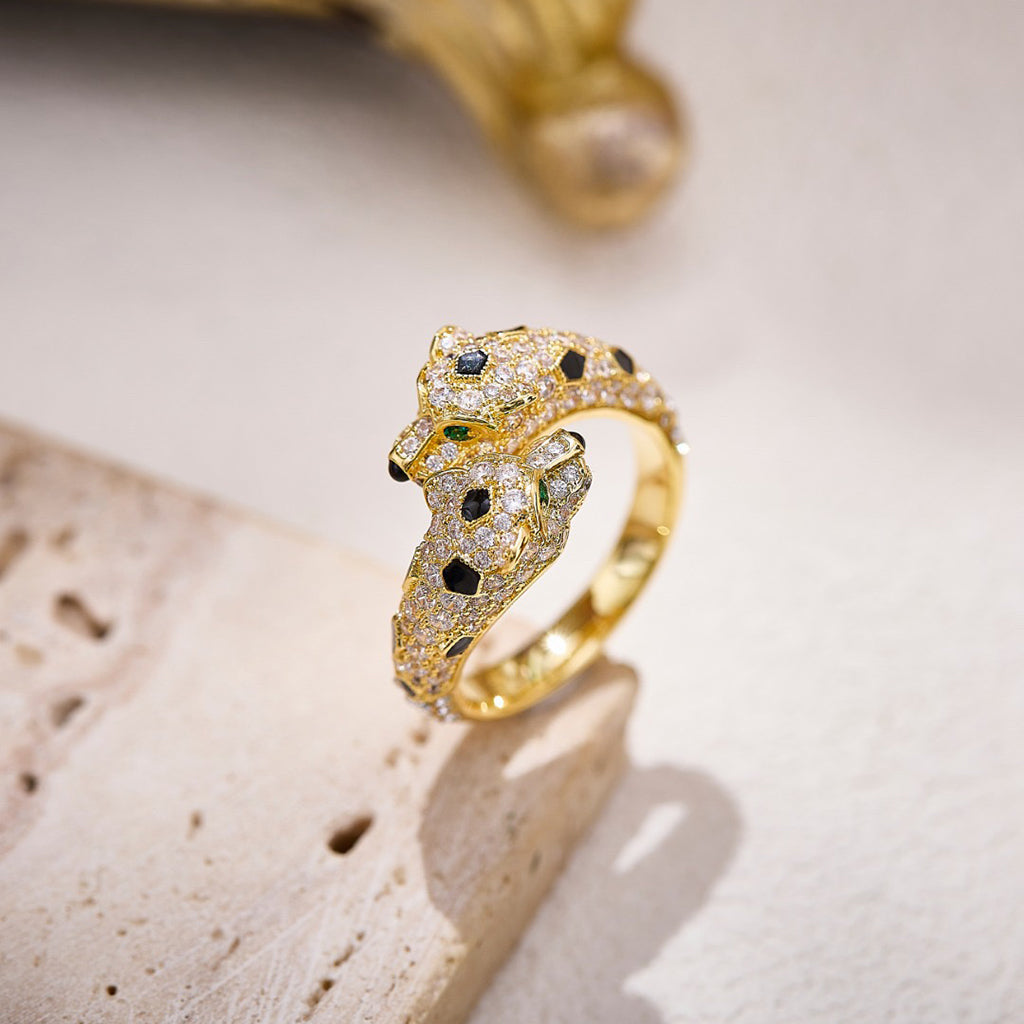 [Rose Tomorrow]PANTHERE DOUBLE HEADED FULL DIAMOND  RING