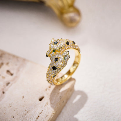 [Rose Tomorrow]PANTHERE DOUBLE HEADED FULL DIAMOND  RING