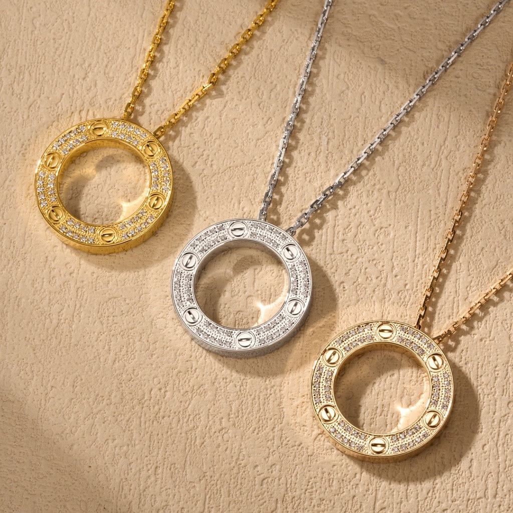 [Rose Tomorrow]LOVE NECKLACE 16MM  FULL DIAMOND