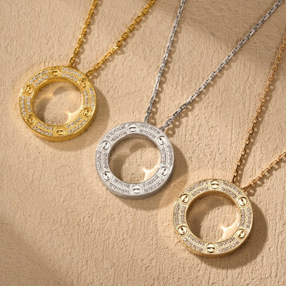 [Rose Tomorrow]LOVE NECKLACE 16MM  FULL DIAMOND