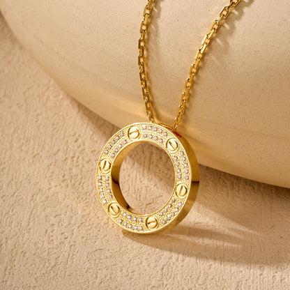 [Rose Tomorrow]LOVE NECKLACE 16MM  FULL DIAMOND