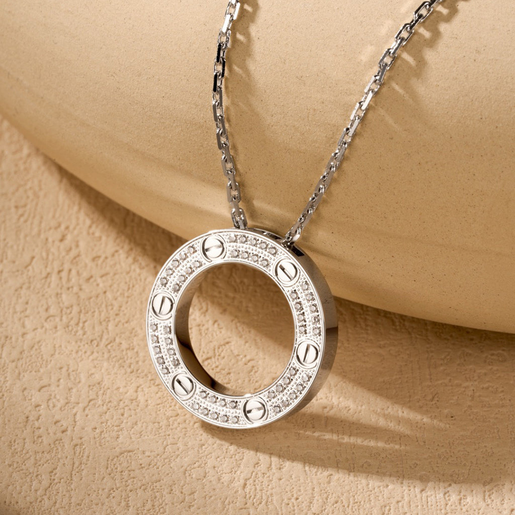[Rose Tomorrow]LOVE NECKLACE 16MM  FULL DIAMOND