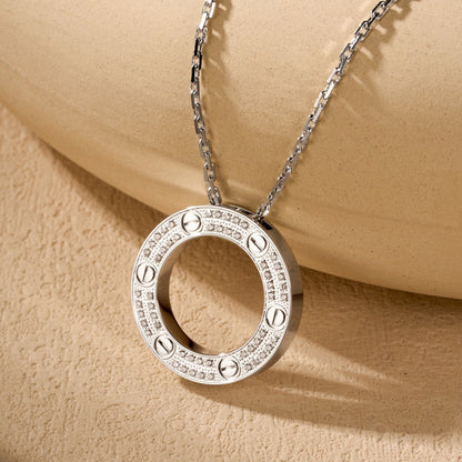 [Rose Tomorrow]LOVE NECKLACE 16MM  FULL DIAMOND