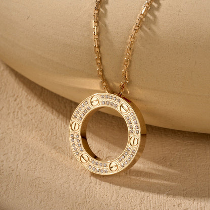 [Rose Tomorrow]LOVE NECKLACE 16MM  FULL DIAMOND