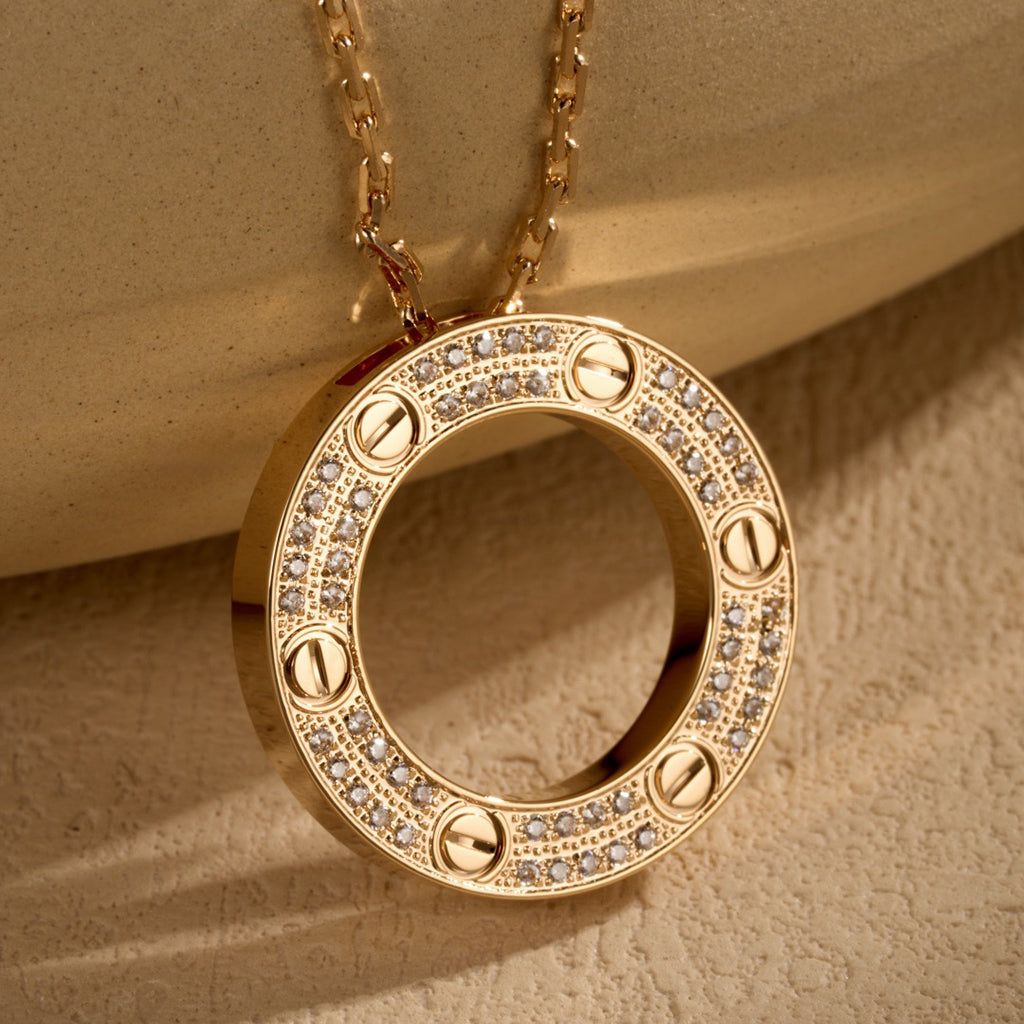 [Rose Tomorrow]LOVE NECKLACE 16MM  FULL DIAMOND