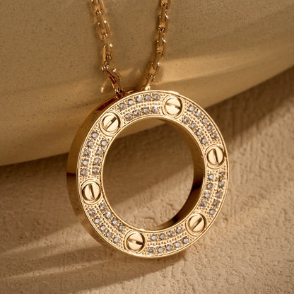 [Rose Tomorrow]LOVE NECKLACE 16MM  FULL DIAMOND