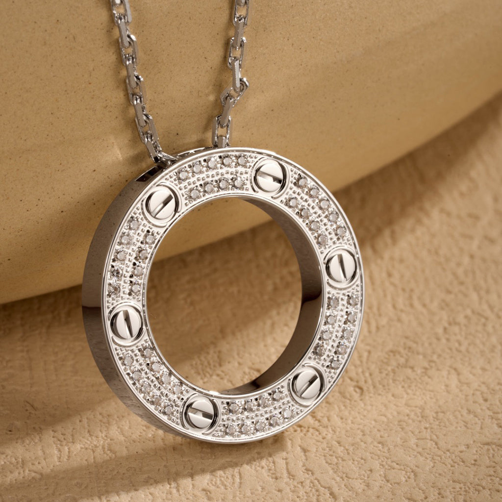 [Rose Tomorrow]LOVE NECKLACE 16MM  FULL DIAMOND