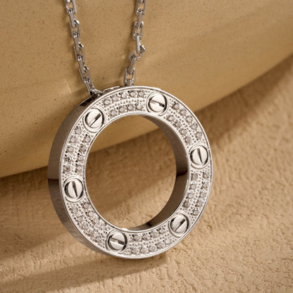 [Rose Tomorrow]LOVE NECKLACE 16MM  FULL DIAMOND