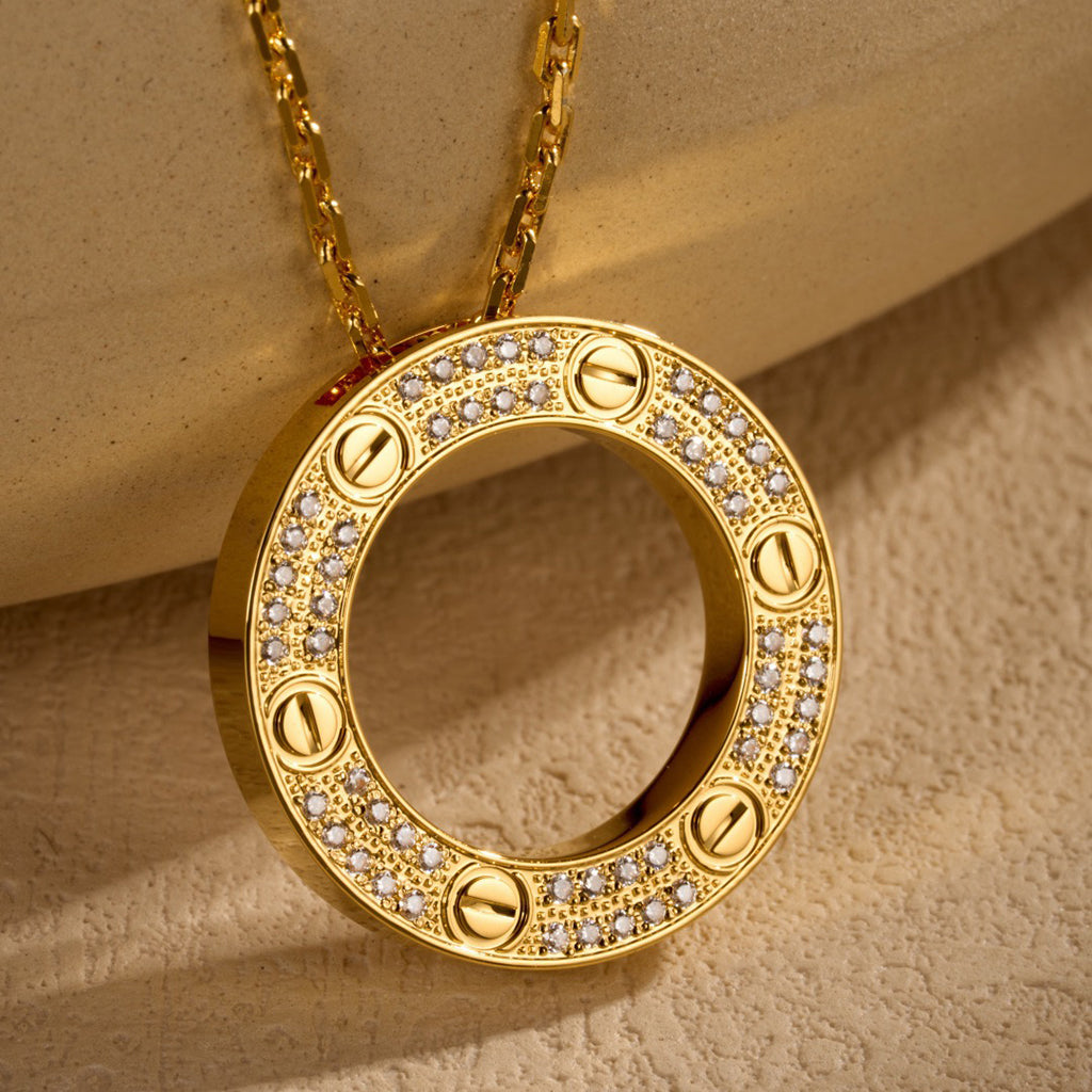 [Rose Tomorrow]LOVE NECKLACE 16MM  FULL DIAMOND