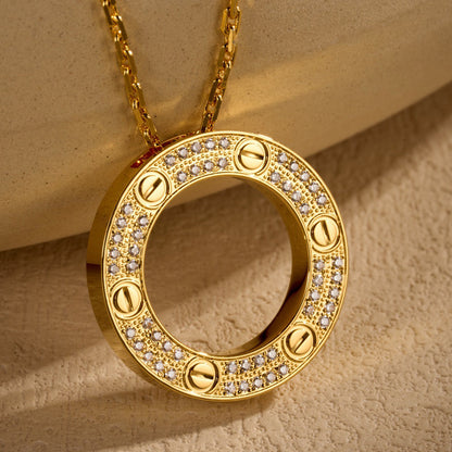 [Rose Tomorrow]LOVE NECKLACE 16MM  FULL DIAMOND