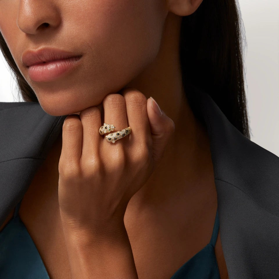 [Rose Tomorrow]PANTHERE DOUBLE HEADED FULL DIAMOND  RING