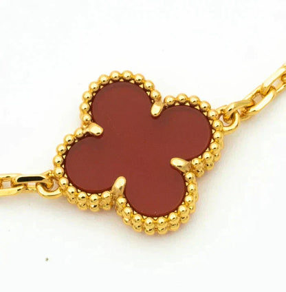 [Rose Tomorrow] CLOVER 5 MOTIF RED CORNELIAN BRACELET COLLECTION
