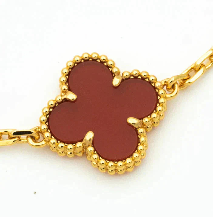 [Rose Tomorrow] CLOVER 5 MOTIF RED CORNELIAN BRACELET COLLECTION