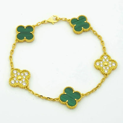 [Rose Tomorrow] CLOVER 5 MOTIF MALACHITE BRACELET COLLECTION