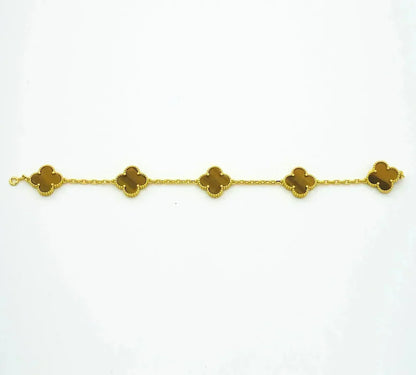 [Rose Tomorrow] CLOVER 5 MOTIFS TIGER EYE BRACELET COLLECTION